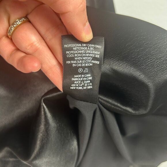 ALICE AND OLIVIA KELLY SQUARE BUST FAUX LEATHER MINI DRESS - Picture 11 of 13